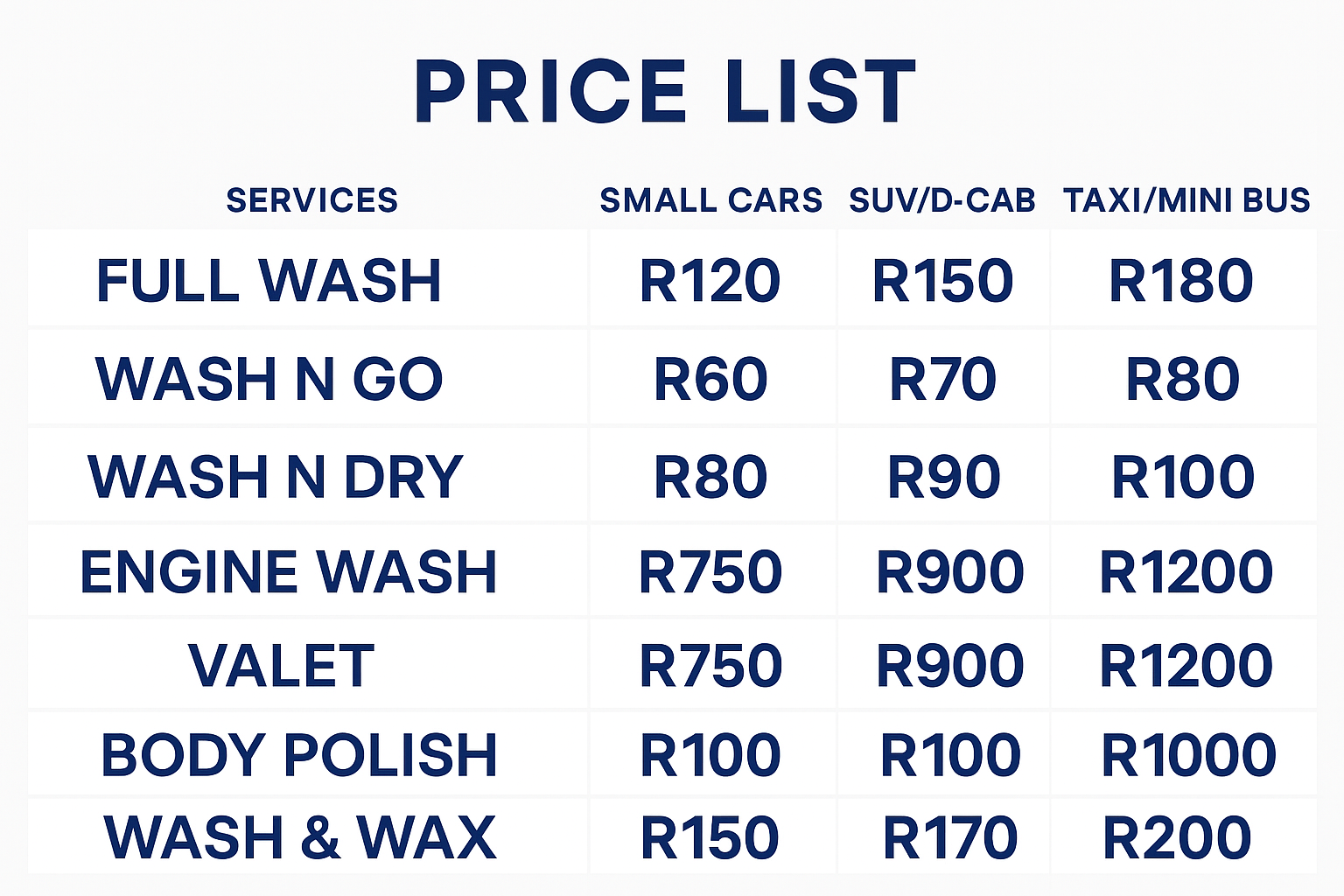 Price List